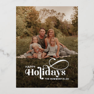 Classic Family Foto Weihnachten Folien Feiertagspostkarte