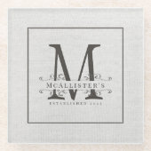 Classic Family Monogram Establishment Year Elegant Glasuntersetzer (Vorderseite)