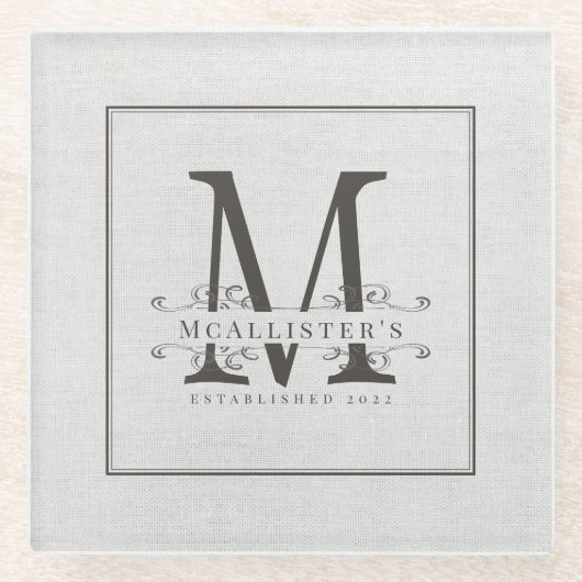 Classic Family Monogram Establishment Year Elegant Glasuntersetzer (Vorderseite)