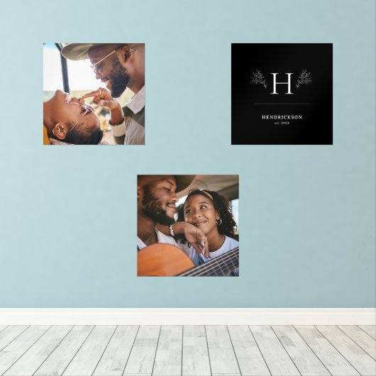 Classic Family Monogram & Name Bilderwand Sets (Holzboden)