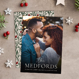 Classic Family Name Floral Back | Photo Feiertagskarte