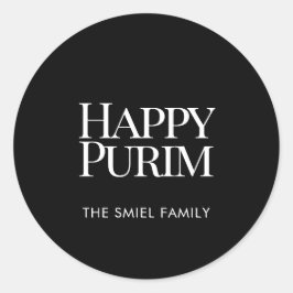 Classic Family Name Happy Purim Sticker