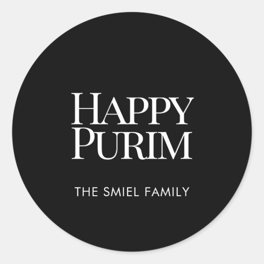 Classic Family Name Happy Purim Sticker (Vorderseite)
