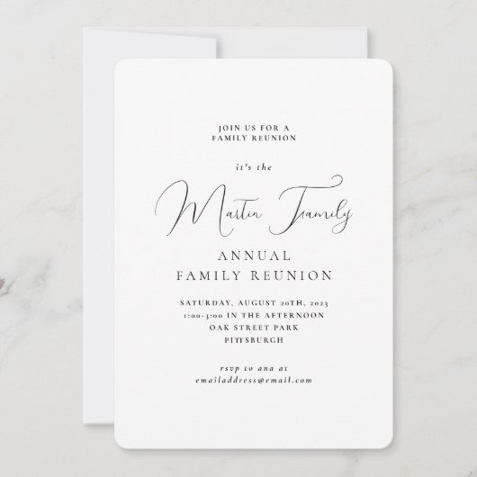 Classic Family Wiedersehen Minimal Einladung (Vorderseite)