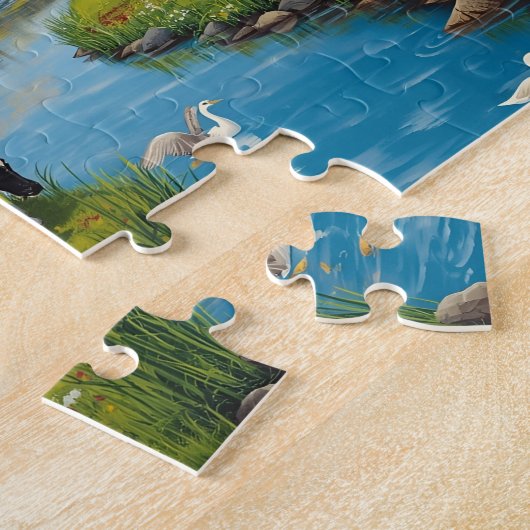 Classic Farm Scene Cows Red Barn Puzzle (Seite)