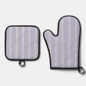 Classic Farmhouse Ticking Stripe | Pale Periwinkle Ofenhandschuh & Topflappen-Set (Vorderseite)