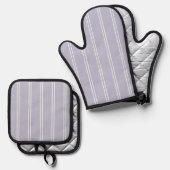 Classic Farmhouse Ticking Stripe | Pale Periwinkle Ofenhandschuh & Topflappen-Set (Vorderseite/Rückseite)