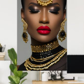 Classic Fashion African Gold Black Juwels Edelstei Poster (Heimbüro)