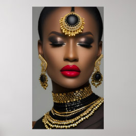 Classic Fashion African Gold Black Juwels Edelstei Poster