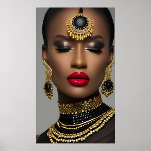 Classic Fashion African Gold Black Juwels Edelstei Poster (Vorne)
