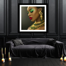 Classic Fashion African Smaragdgrün Goldschmuck Poster