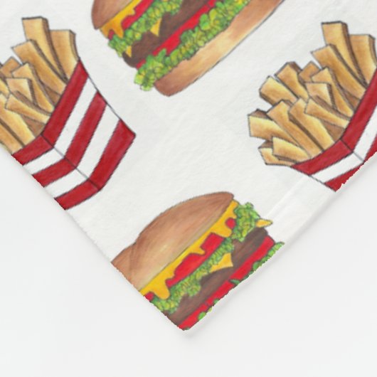 Classic Fast Food Pairing Burger und French Fries Fleecedecke (Ecke)