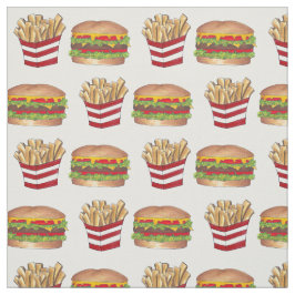 Classic Fast Food Pairing Burger und French Fries Stoff