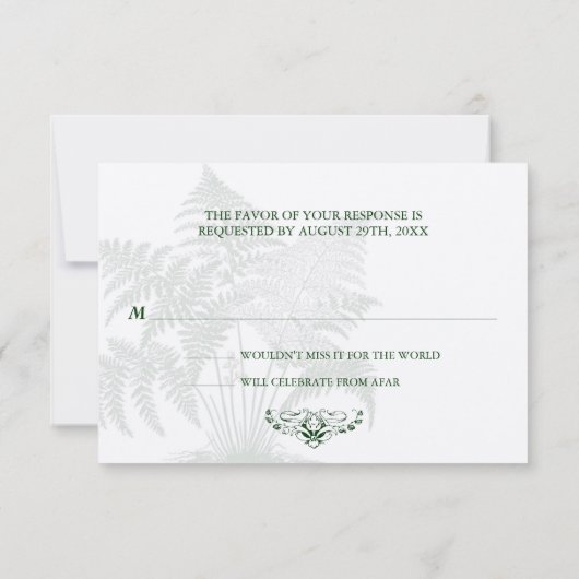 Classic Ferns UAWG Reply RSVP Karte (Rückseite)