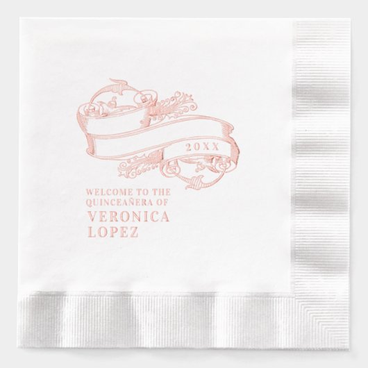Classic Festive Elegant Quinceanera 15. Party Servietten Mit Folie (Vorderseite)