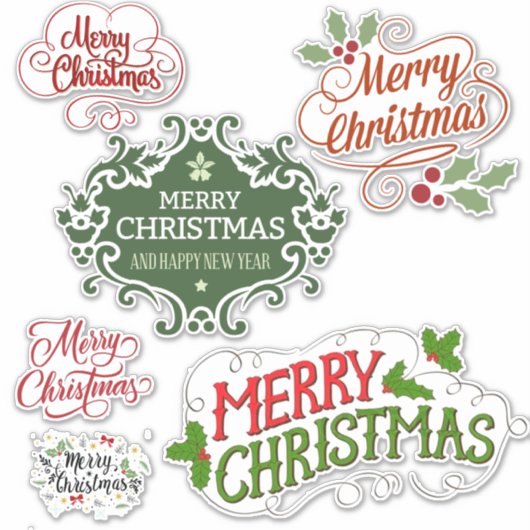 Classic Festive Merry Christmas Sticker Pack (Vorderseite)