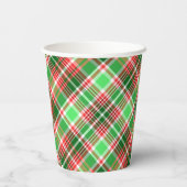 Classic Festive Red Green Kariert Weihnachten Part Pappbecher (Rückseite)