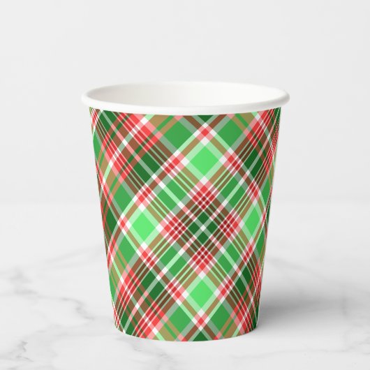 Classic Festive Red Green Kariert Weihnachten Part Pappbecher (Rückseite)