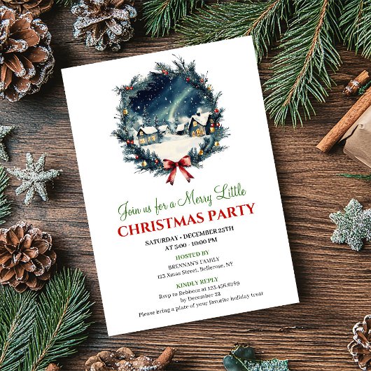 Classic Festive Winter Scene Holiday Invitation Einladung