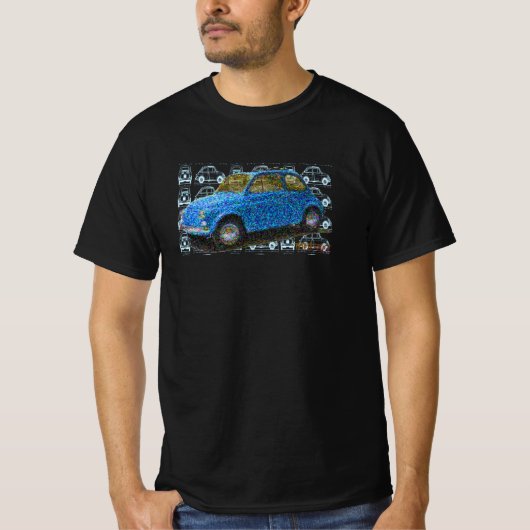 Classic Fiat 500 in Blau T-Shirt (Vorderseite)