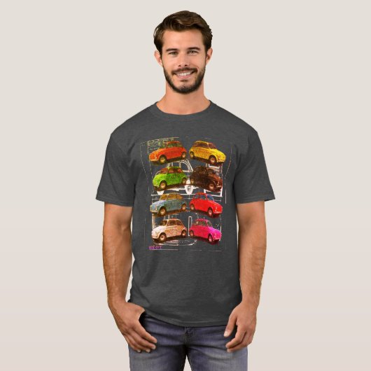 Classic Fiat 500 Technicolor T-Shirt (Vorne ganz)