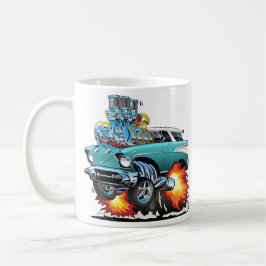 Classic Fifties Frisierte Auto Muscle Car Cartoon Kaffeetasse
