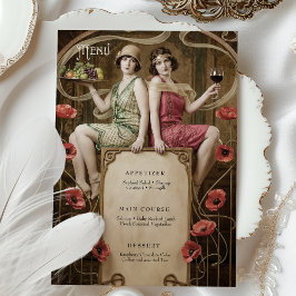 Classic Figurative Art Nouveau Wedding Menu Card Einladung