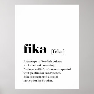 Classic Fika Definition Coffee Sweden Poster