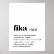 Classic Fika Definition Kaffee Schweden Poster