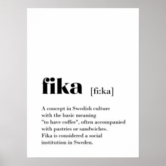 Classic Fika Definition Kaffee Schweden Poster