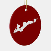 Classic Fishers Island Logo-Ornament - weiß/rot Keramikornament (Rechts)