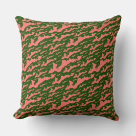Classic Fishers Island Logo Pillow - Coral + Green Kissen