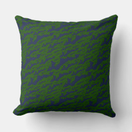 Classic Fishers Island Logo Pillow - Navy auf Gree Kissen