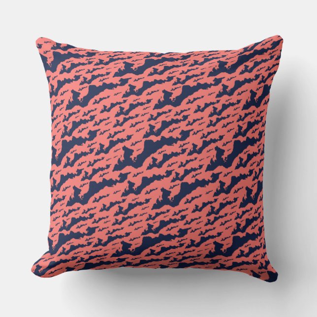Classic Fishers Island Logo Pillow - Navy auf Kora Kissen (Vorderseite)
