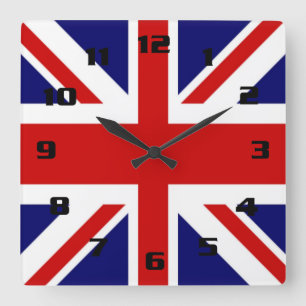 Classic Flag of the United Kingdom The Union Jack Quadratische Wanduhr