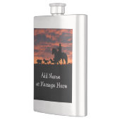 Classic Flask Cowboy und Sonnenuntergang individue Flachmann (Links)