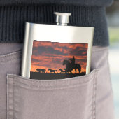 Classic Flask Cowboy und Sonnenuntergang individue Flachmann (Beispiel)