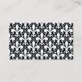 Classic Fleur de Lys Führungskraft Schwarz/Weiß Visitenkarte (Rückseite)