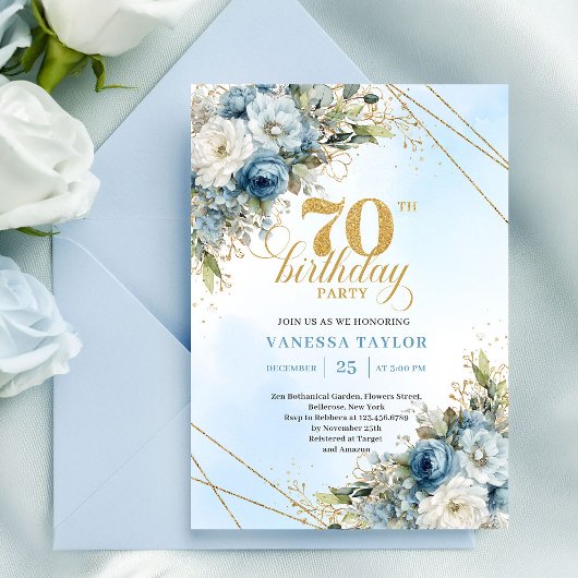 Classic Floral 70th Birthday Party Invitation Einladung