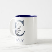 Classic Floral Anfangsbuchstabe C - Individuelle N Zweifarbige Tasse (Vorderseite Links)