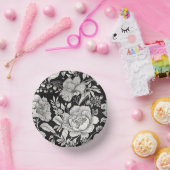 Classic Floral Black and White Vintage Pappteller (Party)