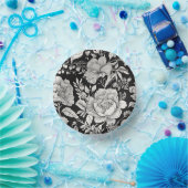 Classic Floral Black and White Vintage Pappteller (Party)