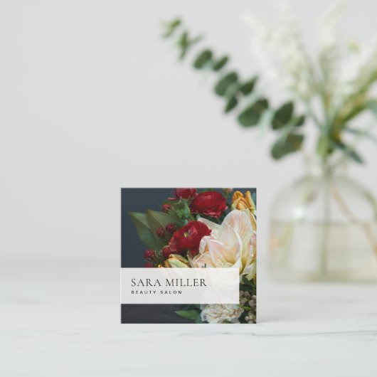 Classic Floral Bouquet Quadratische Visitenkarte (Stehend Vorderseite)
