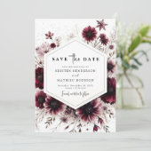 Classic Floral Burgundy Wedding Save The Date (Stehend Vorderseite)