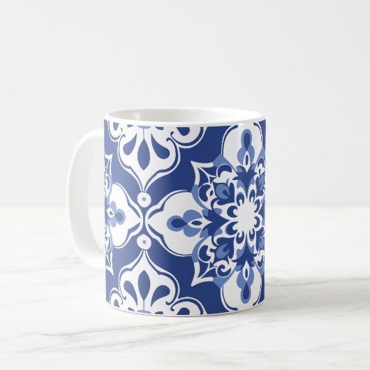 Classic Floral Ceramic Mediterranean Tile Mugs Kaffeetasse (Vorderseite Links)
