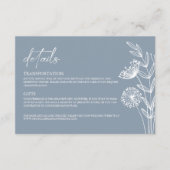 Classic Floral Dusty Blue Wedding Minimalistisch Begleitkarte (Vorderseite)