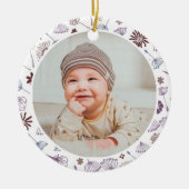 Classic Floral Frame Baby's First Christmas Keramik Ornament (Vorne)