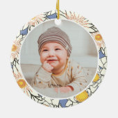 Classic Floral Frame Baby's First Christmas Keramik Ornament (Hinten)