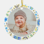 Classic Floral Frame Baby's First Christmas Keramik Ornament (Vorne)