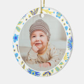 Classic Floral Frame Baby's First Christmas Keramik Ornament (Links)